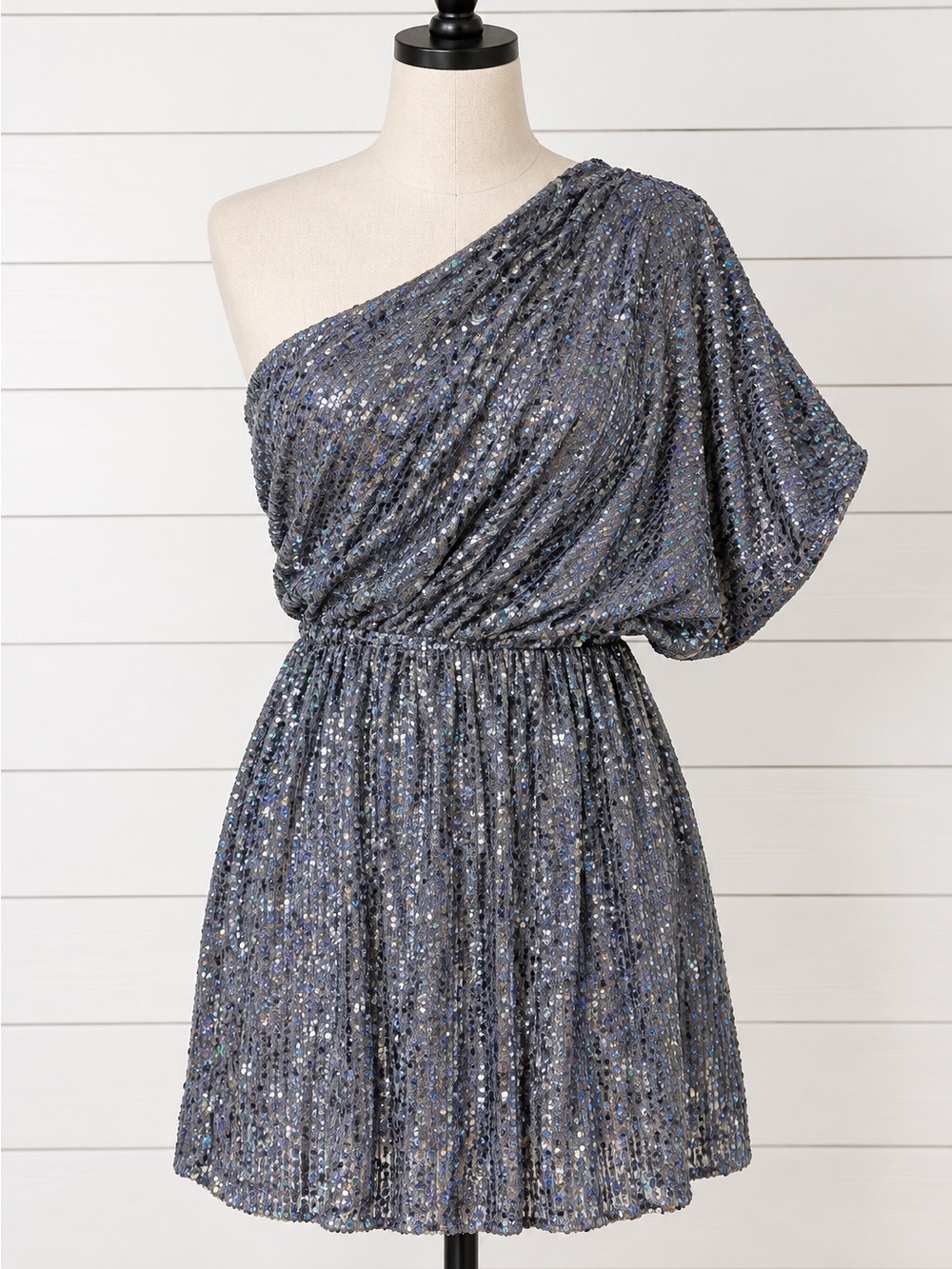 Large Kyle x Shahida One Shoulder Sequin Mini Dress French Blue